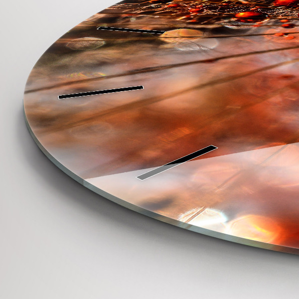Round glass clock Dandelion with dew