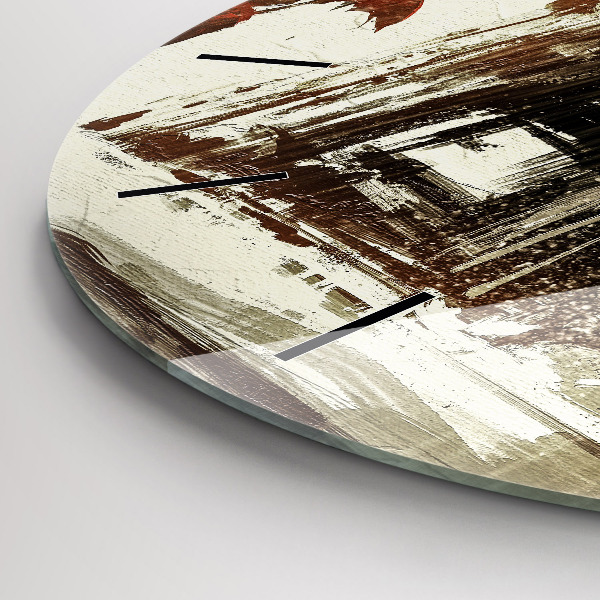 Round glass clock Woman on a rainy night