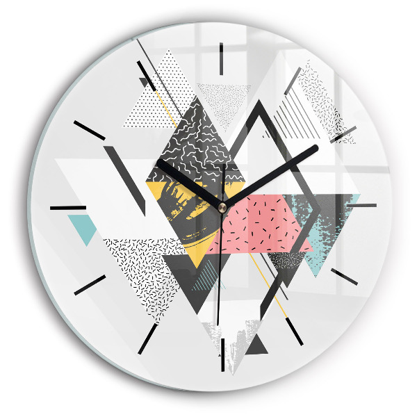 Round glass clock Geometric pattern