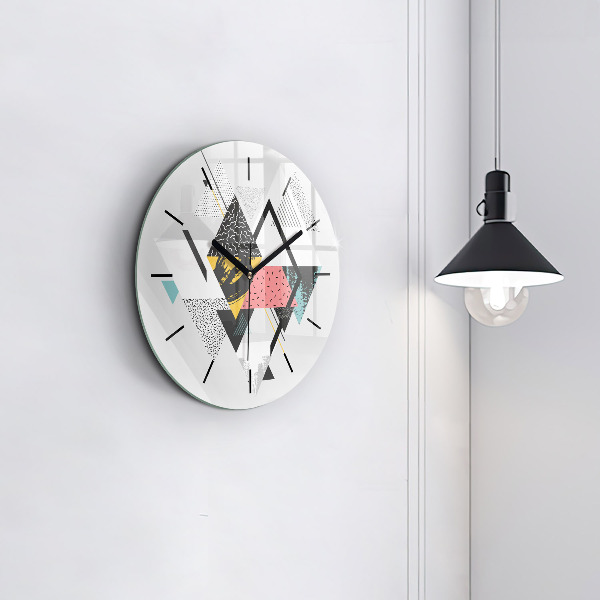Round glass clock Geometric pattern