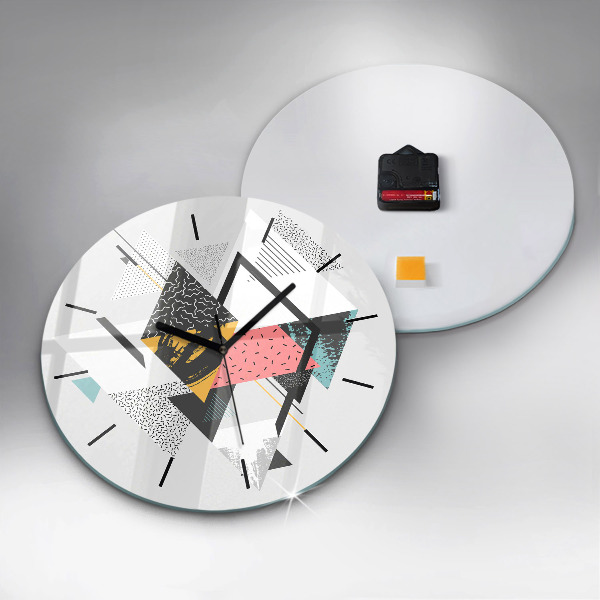 Round glass clock Geometric pattern