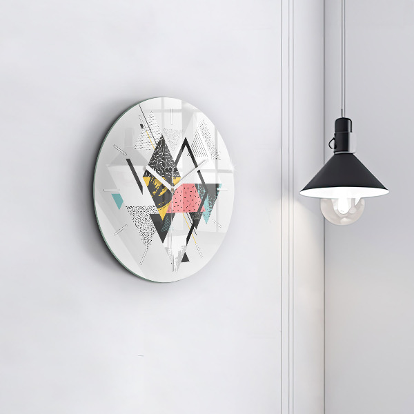 Round glass clock Geometric pattern