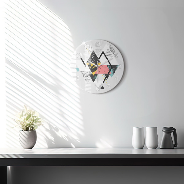 Round glass clock Geometric pattern