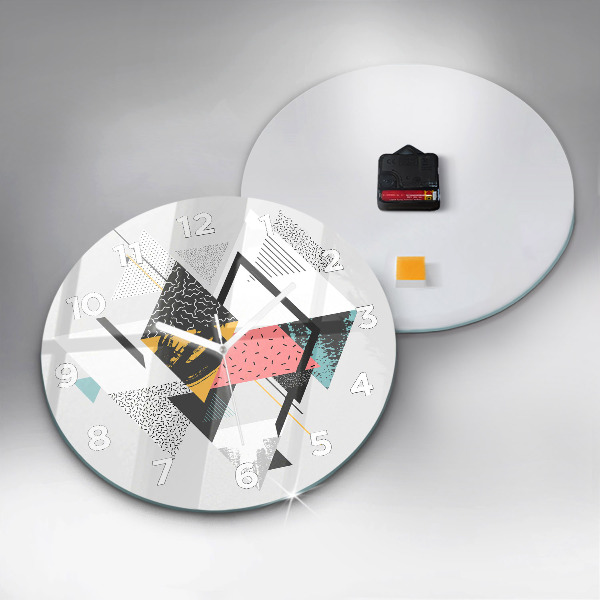 Round glass clock Geometric pattern