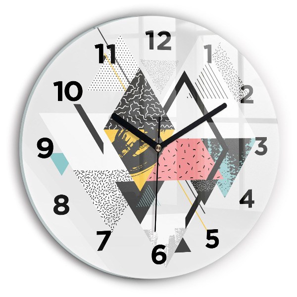 Round glass clock Geometric pattern