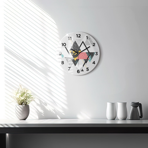 Round glass clock Geometric pattern