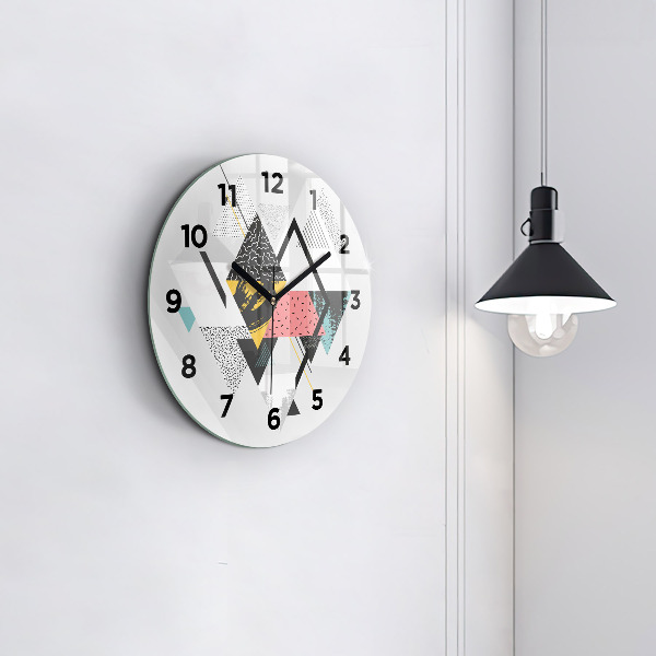 Round glass clock Geometric pattern
