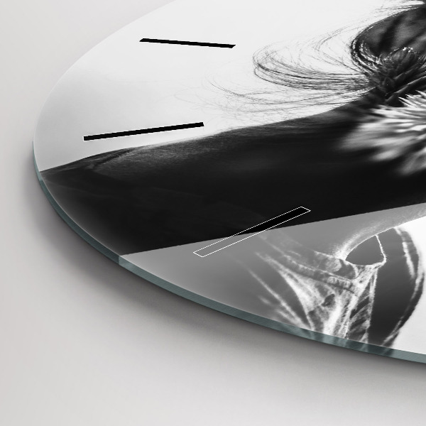 Round glass clock Portrait of a woman