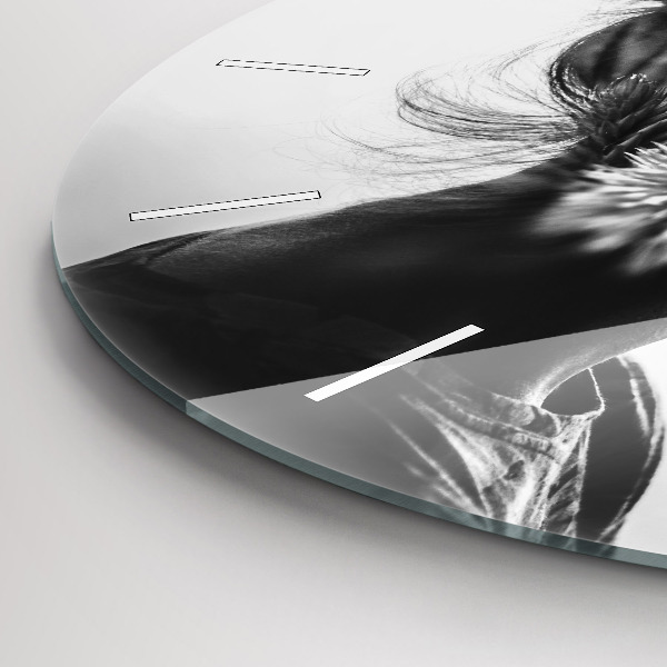 Round glass clock Portrait of a woman