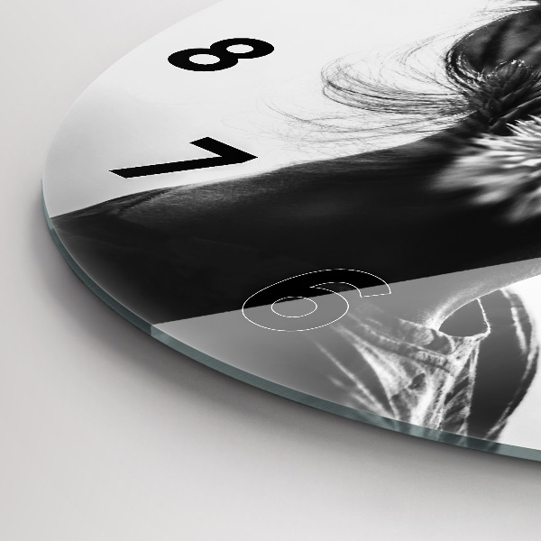 Round glass clock Portrait of a woman