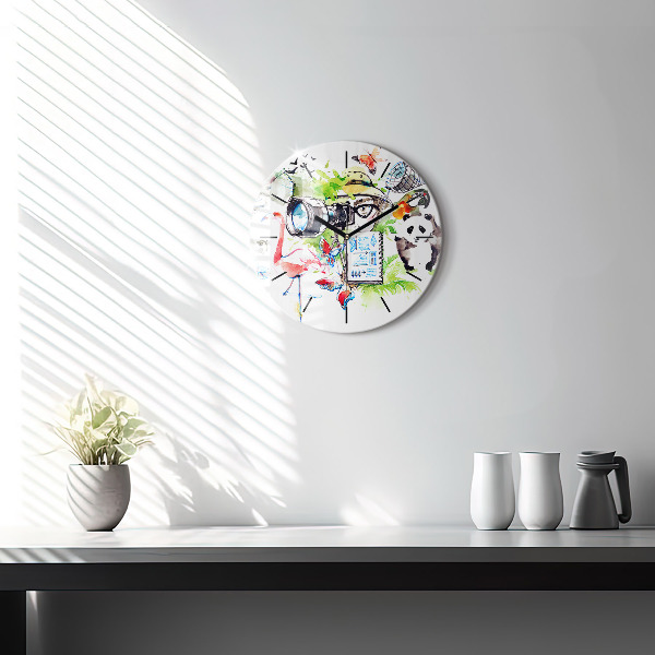 Round glass clock Zoologist