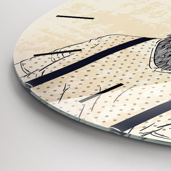 Round glass clock Abstract deer