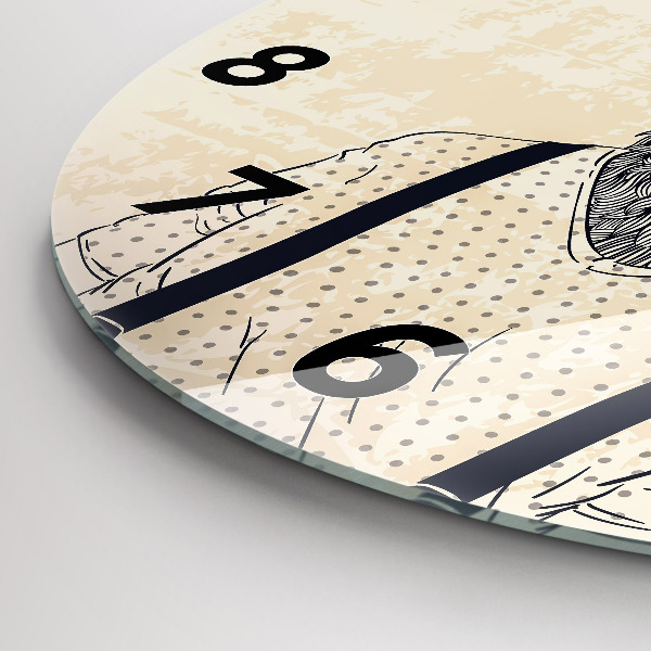 Round glass clock Abstract deer