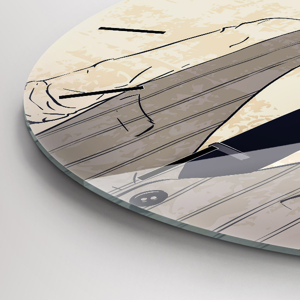 Round glass clock Man with a beard