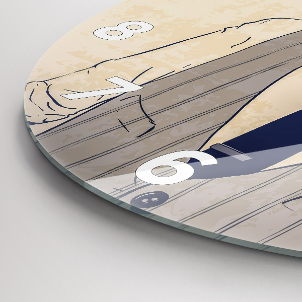 Round glass clock Man with a beard