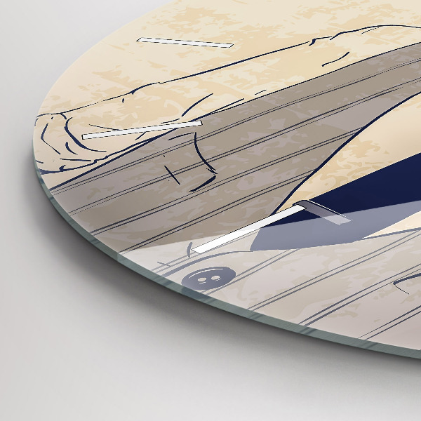 Round glass clock Man with a beard