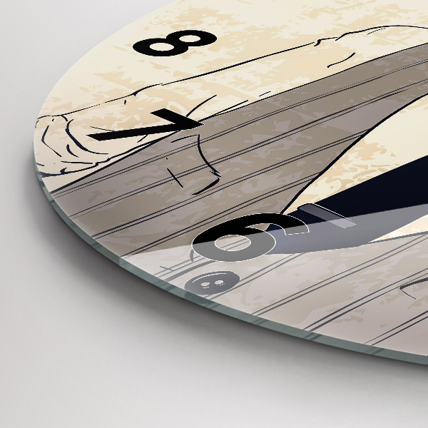 Round glass clock Man with a beard
