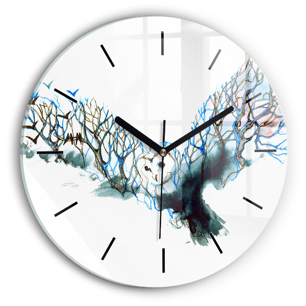 Round glass clock Freedom and nature of birds