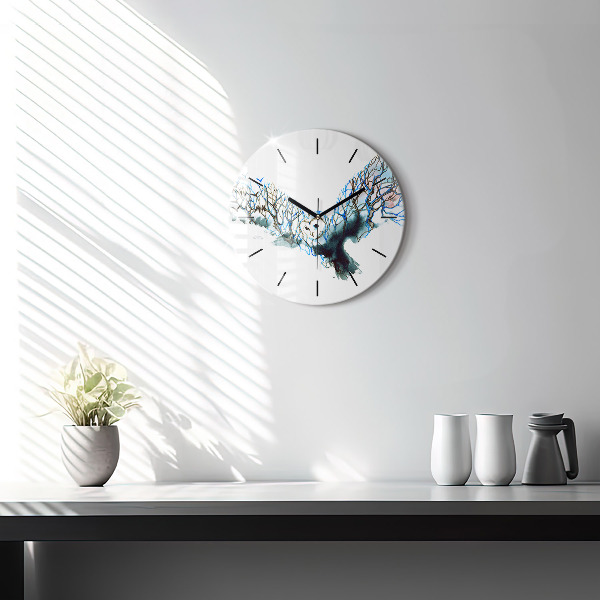 Round glass clock Freedom and nature of birds