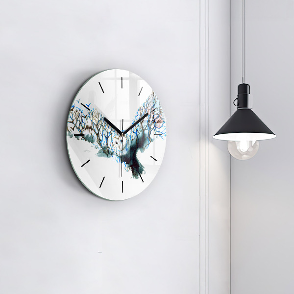 Round glass clock Freedom and nature of birds