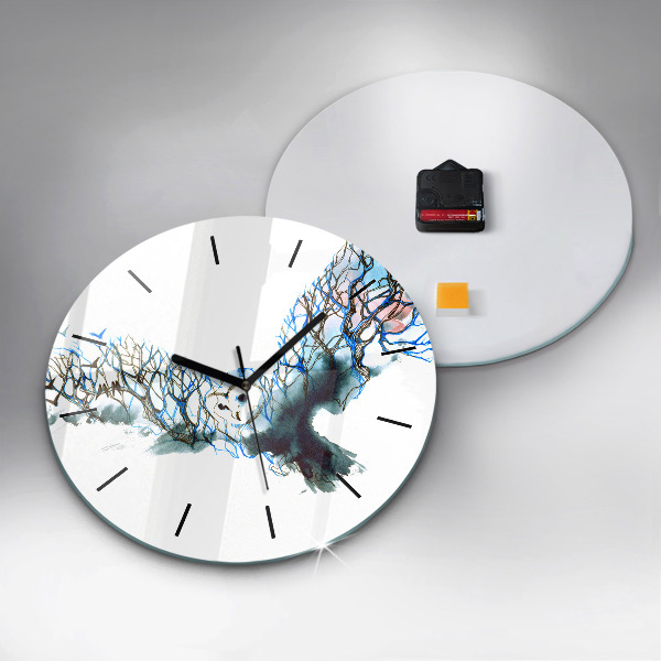 Round glass clock Freedom and nature of birds