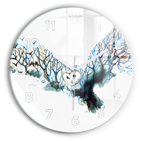 Round glass clock Freedom and nature of birds