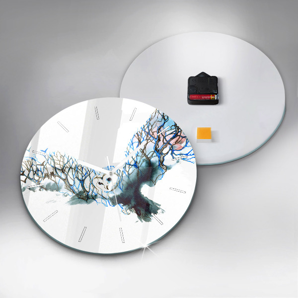 Round glass clock Freedom and nature of birds
