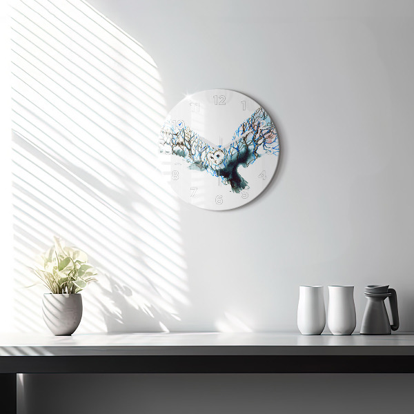 Round glass clock Freedom and nature of birds