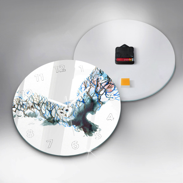 Round glass clock Freedom and nature of birds