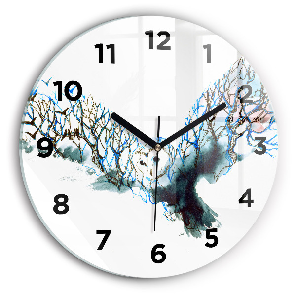 Round glass clock Freedom and nature of birds