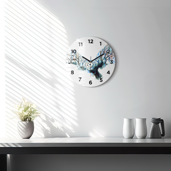 Round glass clock Freedom and nature of birds