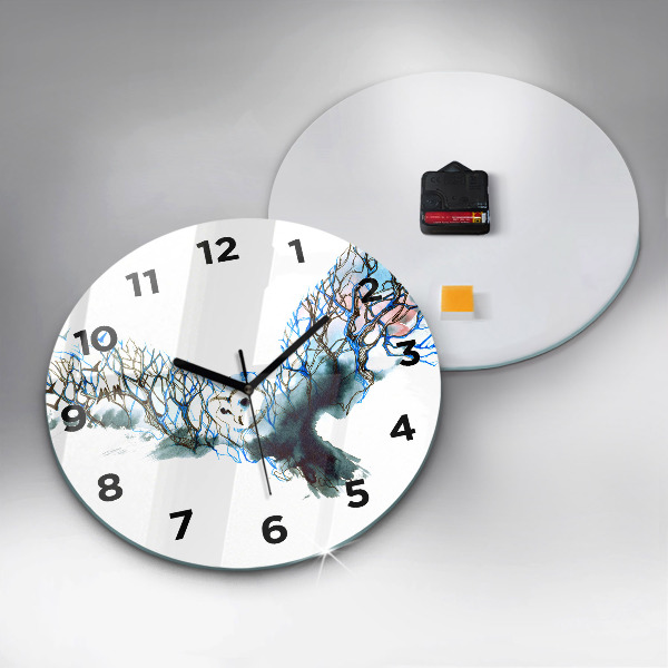 Round glass clock Freedom and nature of birds