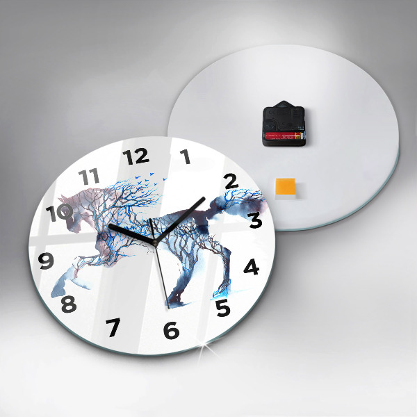 Round glass clock Nature of the animal