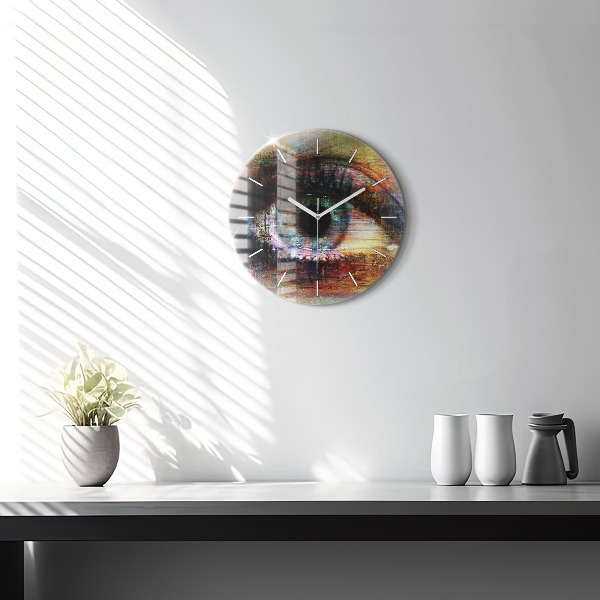 Round glass clock Street Art Eye