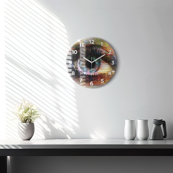 Round glass clock Street Art Eye