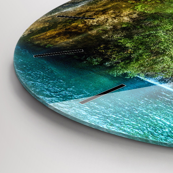 Round glass clock Lagoon Landscape
