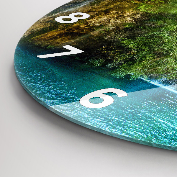 Round glass clock Lagoon Landscape