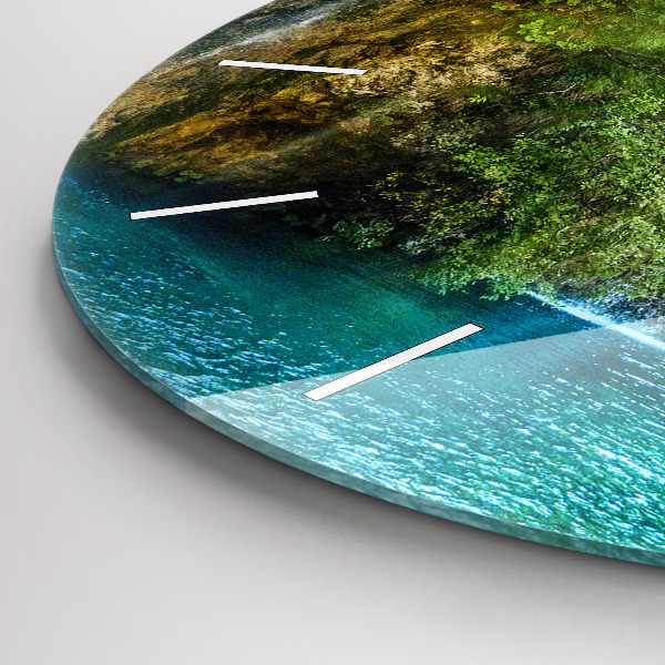 Round glass clock Lagoon Landscape