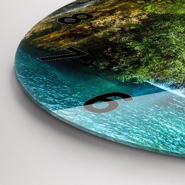 Round glass clock Lagoon Landscape