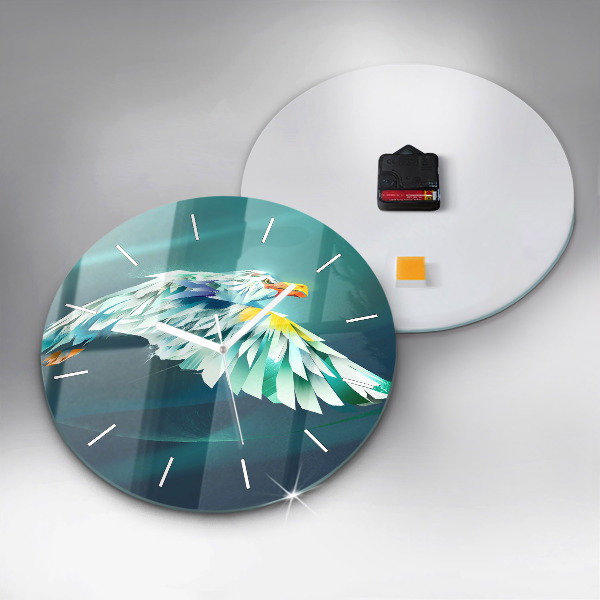Round glass clock Image of a flying eagle