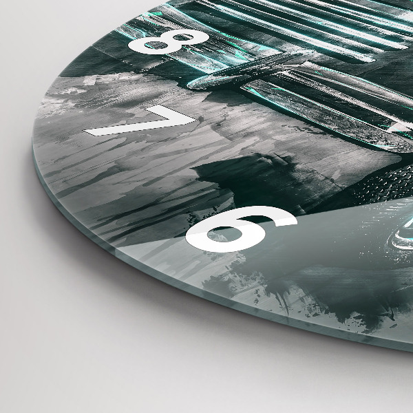 Round glass clock Old School Car