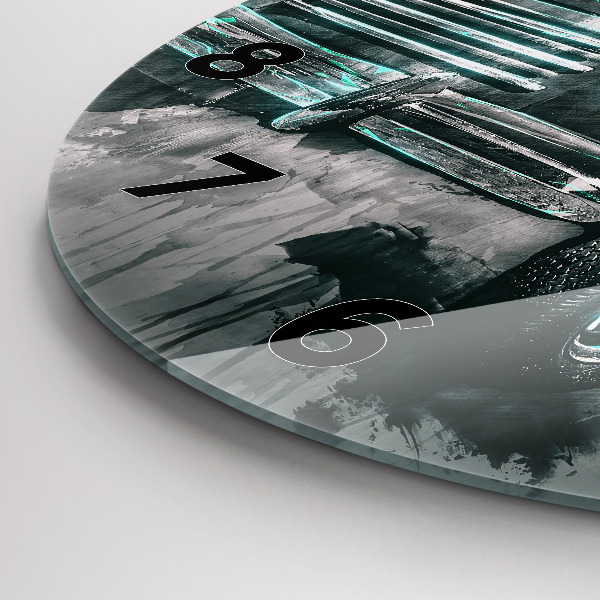 Round glass clock Old School Car