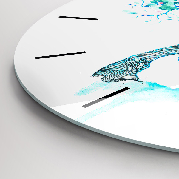 Round glass clock Deer illustration