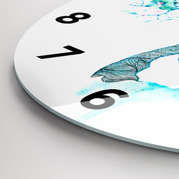 Round glass clock Deer illustration