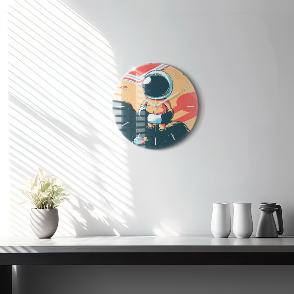Round glass clock Baby astronaut