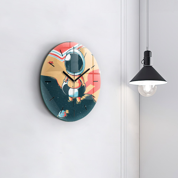 Round glass clock Baby astronaut