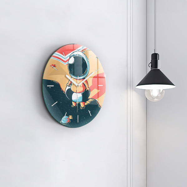 Round glass clock Baby astronaut