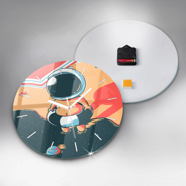 Round glass clock Baby astronaut