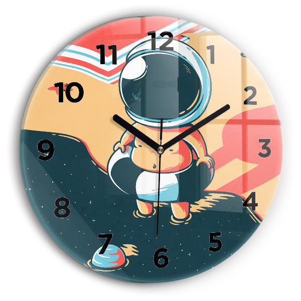 Round glass clock Baby astronaut