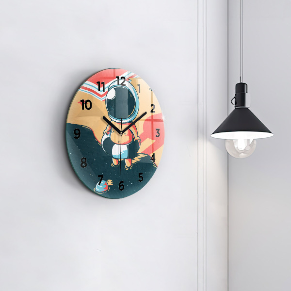 Round glass clock Baby astronaut
